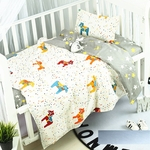 3pcs 100% algodão Crib Cama Padrão Linen Kit Desenhos animados do bebê cama Set Sem Filler