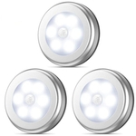 3pcs 6LEDs Cor Prata Redonda Luz Forma Indução forma redonda para gabinete Closet LED