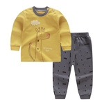 2pcs Algodão sleepsuits Tops e calças para crianças mangas compridas capuz Pijamas