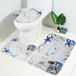 3pcs banheiro antiderrapante estilo oceano pedestal tampa do vaso sanitário tampa + conjunto de tapete de banho