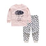 2PCS Casual Underwear bebê Definir Longo-Luva T-shirt calças longas bonito Pijama Homewear Presente de Natal