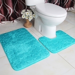 2Pcs / Set cor sólida não derrapante Água WC absorvente Mat para banheiro