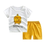 2pcs da criança do bebê T-shirt + Shorts dos desenhos animados Cotton Pure equipamento do verão respirável