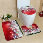3 PCS de Natal Almofadas Do Pé Do Toalete Do Assento Cobre Tapetes Set Banheiro Conjunto Decoração Suprimentos Xmas Tapetes Lavável