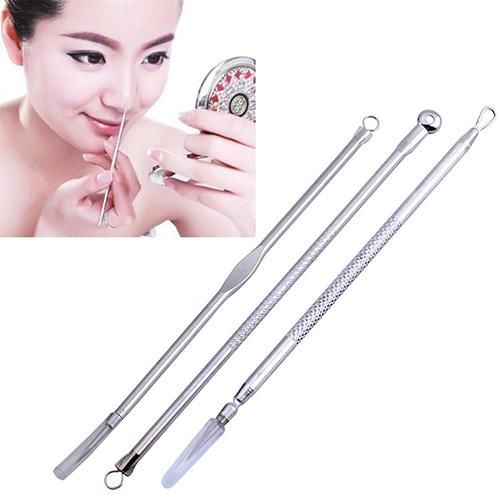 3 Pcs Double Ended Cravo Comedone Blemish Acne Extractor Remover Tool Set