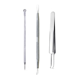 3 Pcs Kit Removedor de Cravo Curvo Pinça Kit Comedone Acne Extractor Tool Set para o Tratamento Da Pele Do Rosto tratamento
