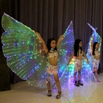 3pcs LED Isis Wing Glow Light Up traje de dança do ventre com desempenho de varas