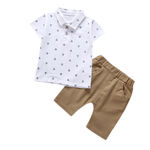 2PCS moda Boy Clothes Set manga curta Impresso Polo T-shirt & Shorts presente Festival de aniversário
