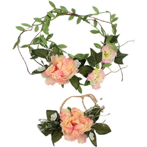 2 Pcs Nupcial Grinalda da Flor do Casamento Headband Garland Floral para a Mãe e Crianças