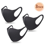 3Pcs Preto máscara facial Máscara de poeira Máscara Anti Poluição Unisex Boca, lavado máscara reutilizável cara preta de algodão, pode ser usado repetidamente