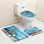 3 pçs / set antiderrapante piso de madeira azul estrela do mar oceano estilo pedestal tapete tampa do vaso sanitário tampa piso tapete banheiro conjuntos de tapete de banho