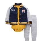 3Pcs / Set Bebê recém-nascido algodão macio Macacão Roupa Set manga comprida com capuz Jacket + Macacão + calça Costumes