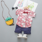 2pcs / set bebê Suit menino camiseta + Shorts Bowtie Elephant Fique Collar manga curta para o 0 - 3 Anos Velho