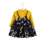 2 PCS / set Bebés Meninas da forma do vestido floral bonito Belt saia longa da luva Cute Kids Set geral