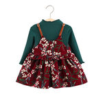 2 PCS / set Bebés Meninas da forma do vestido floral bonito Belt saia longa da luva Cute Kids Set geral