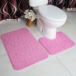 2Pcs / Set cor sólida não derrapante Água WC absorvente Mat para banheiro