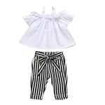 2Pcs / Set Crianças Fashion Girl Sling Tops Off-ombro + calça padrão de distribuição