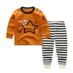 2pcs / set Crianças Homewear Suit Pure ombro Botão Cotton Boy Girl bebê mangas compridas shirt + Calças