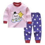 2pcs / set Crianças Homewear terno de algodão Meninos e Meninas de mangas compridas Top Calças Suit