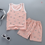 2pcs / Set Crianças Menina Meninos Bonitos Padrão Suit Impressão Dos Desenhos Animados Vest + Shorts
