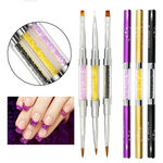 3 Pcs / Set Duplo Prego End Arte Acrílica Pintura Desenho Lápis De Brushes Dotting Pen Manicure Ferramenta