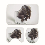 3Pcs / Set Elephant 3D Toilet Tampa Tampa Pad Tapete de Banho Anti Slip Andar Set Tapete