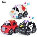 3pcs / Set Empurre Go Inércia Música Car Light Crianças Toy Carro Dos Desenhos Animados Jogar Ferramentas