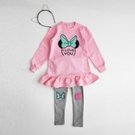 2pcs / set flexíveis menina roupas de algodão dos desenhos animados de mangas compridas Camisa e calças