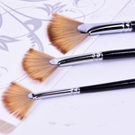 3pcs / set Forma Fan Pintura Brushes Set Cabelo Nylon Copper Handle Watercolor Art Canetas