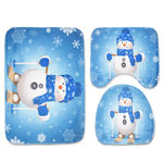 3Pcs / Set Impresso Natal dos desenhos animados WC Set Bath Mat WC decorações do banheiro Capa Rug Natal