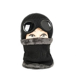 2Pcs / Set Lady Óculos Hat + Máscara do lenço do inverno Thicken tricô de lã equitação exteriores Gorros quentes