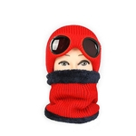 2Pcs/set Lady Glasses Hat +Mask Scarf Winter Thicken Knitting Wool Riding Outdoor Warm Beanies