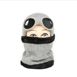 2Pcs / Set Lady Óculos Hat + Máscara do lenço do inverno Thicken tricô de lã equitação exteriores Gorros quentes