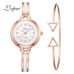 2pcs/Set Luxury Fashion Simple Dial Steel Strip Watch Geometric Bracelet