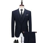 TS 3pcs / set Men lapela V-neck Suit + Vest + Pants Magro casamento cor sólida noivo Fomarl Outfit