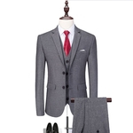 3pcs / set Men lapela V-neck Suit + Vest + Pants Magro casamento cor sólida noivo Fomarl Outfit