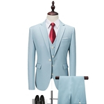 3pcs / set Men lapela V-neck Suit + Vest + Pants Magro casamento cor sólida noivo Fomarl Outfit