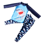 2Pcs / Set Menino de Split Swimsuit tubarão Tops + Calças Long Sleeve Quick Dry Kid Swimwear