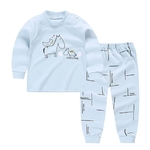 Início dos desenhos animados terno de algodão de mangas compridas Calças Tops Pijamas 2Pcs / Set Boy Girl Crianças