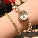 3pcs/Set Luxury Fashion Simple Steel Strip Watch Full Diamond Bracelet