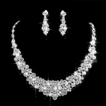 2Pcs / Set Mulheres Diamante Brilhante Colar Brincos nupcial elegante conjunto de jóias
