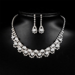 2Pcs / Set Mulheres elegante brilhante Diamante Colar Brinco conjunto de cristal acessórios de noiva