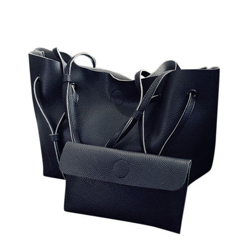 2PCS / Set mulheres elegantes Clemence Handbag Lichee Grain Tote sacos de ombro
