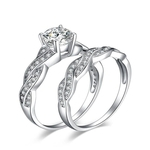 2PCS / SET Mulheres Finger elegante dos anéis Zircon Feminino de casamento anéis de noivado