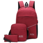 3pcs / set Mulheres Homens Sólidos Bag Cor mochila de nylon Único Shoulder Clutch Bag (Red)