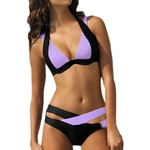 2 Pcs / set Mulheres Sexy Color Matching Set Swimwear Bikini para desgaste da praia