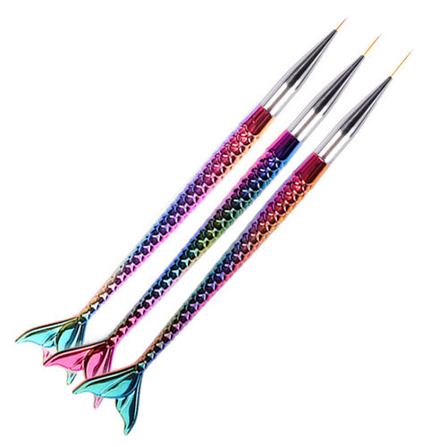 3pcs / set Nail Art Escova Liner Linha Stripe Fish Tail Gradiente Pen