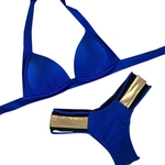 2pcs / set Neck Strap Mulheres Sexy Solid Color Swimsuit Bikini Gostar