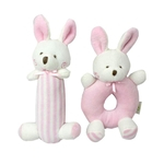 2pcs / set Plush Dolls Rattle Coelho dos desenhos animados Urso sinos Soft Toy bebê Stuffed 14 centímetros