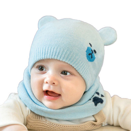 2PCS / Set Recém-nascido bebê aquecido malha Cap + Neck Gaiter bonito do chapéu do lenço ternos pescoço mais quentes